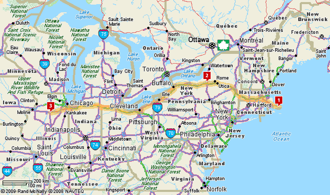 1-Cape Cod,Ma to 2-Syracuse to 3-Utica,IL.  1125 miles